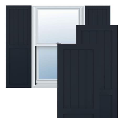 True Fit PVC Farmhouse/Flat Panel Combination Fixed Mount Shutters, Starless Night Blue, 15W X 34H